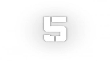 White 5 icon with shadow isolated on white background. prime mathematical numbers. studying at school. 4K video animation for motion graphics.
