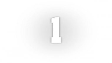 White 1 icon with shadow isolated on white background. prime mathematical numbers. studying at school. 4K video animation for motion graphics.