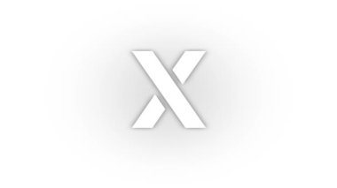 White x icon with shadow isolated on white background. letters in English. studying at school. 4K video animation for motion graphics.