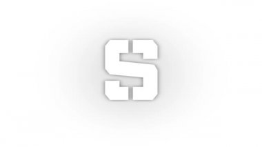 White s icon with shadow isolated on white background. letters in English. studying at school. 4K video animation for motion graphics.