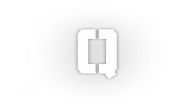 White q icon with shadow isolated on white background. letters in English. studying at school. 4K video animation for motion graphics.