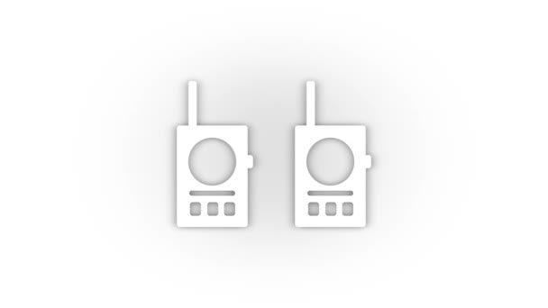 White Walkie Talkie Icon Shadow Isolated White Background Transfer Information — Stock Video
