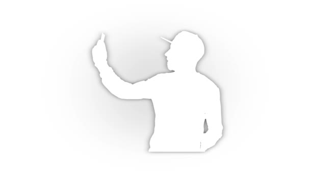 White Guy Taking Selfie Icon Shadow Isolated White Background Fashionable — Stock video