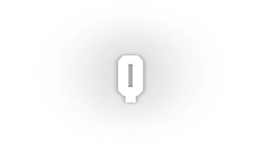 White q icon with shadow isolated on white background. letters in English. studying at school. 4K video animation for motion graphics.