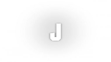 White j icon with shadow isolated on white background. letters in English. studying at school. 4K video animation for motion graphics.