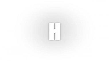 White h icon with shadow isolated on white background. letters in English. studying at school. 4K video animation for motion graphics.