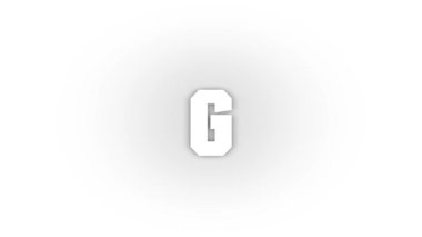 White g icon with shadow isolated on white background. letters in English. studying at school. 4K video animation for motion graphics.