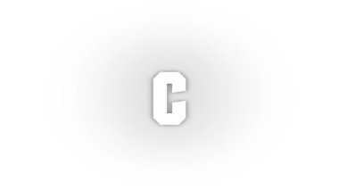 White c icon with shadow isolated on white background. letters in English. studying at school. 4K video animation for motion graphics.