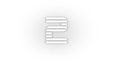 White 2 icon with shadow isolated on white background. prime mathematical numbers. studying at school. 4K video animation for motion graphics.