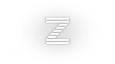 White z icon with shadow isolated on white background. letters in English. studying at school. 4K video animation for motion graphics.