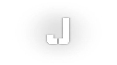 White j icon with shadow isolated on white background. letters in English. studying at school. 4K video animation for motion graphics.