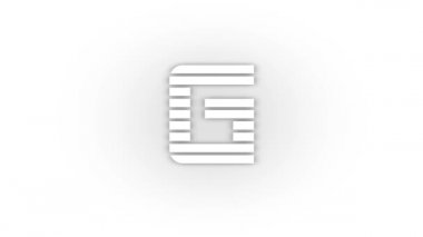 White g icon with shadow isolated on white background. letters in English. studying at school. 4K video animation for motion graphics.