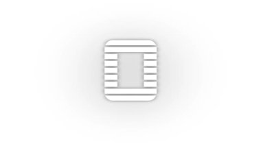 White o icon with shadow isolated on white background. letters in English. studying at school. 4K video animation for motion graphics.