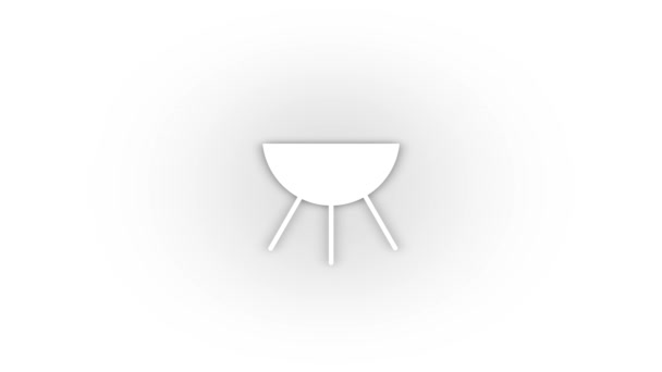 White Brazier Icon Shadow Isolated White Background Cooking Meat Fire — Stok video