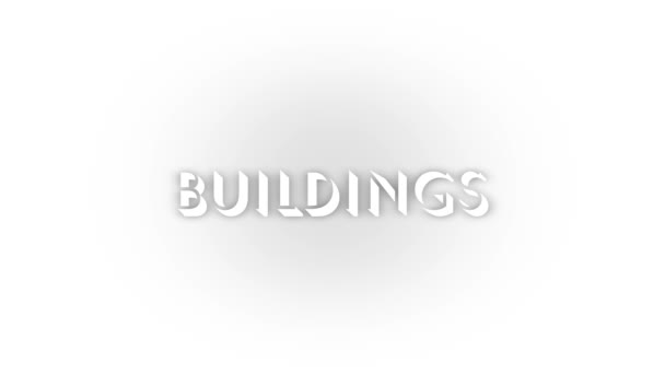 White Buildings Icon Shadow Isolated White Background Big City Video — Stock video
