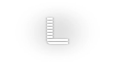 White l icon with shadow isolated on white background. american alphabet. 4K video animation for motion graphics.