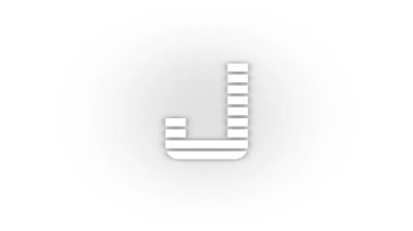 White j icon with shadow isolated on white background. american alphabet. 4K video animation for motion graphics.