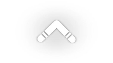 White boomerang icon with shadow isolated on white background. games in the company. 4K video animation for motion graphics.