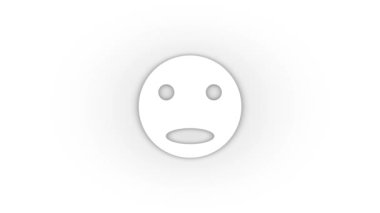 White amazed face icon with shadow isolated on white background. reflection of human emotions. 4K video animation for motion graphics.
