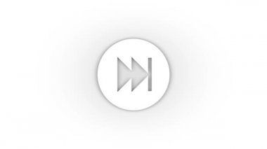 White fast forward button icon with shadow isolated on white background. music player interface. 4K video animation for motion graphics.