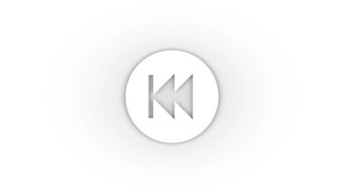 White rewind button icon with shadow isolated on white background. music player interface. 4K video animation for motion graphics.