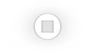 White stop button icon with shadow isolated on white background. music player interface. 4K video animation for motion graphics.