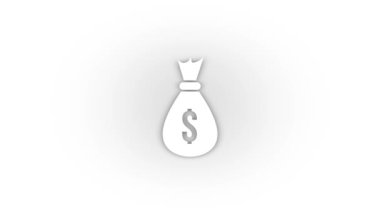 White bag with dollar icon with shadow isolated on white background. bank bag. 4K video animation for motion graphics.