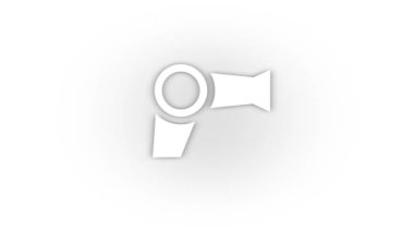 White hair dryer icon with shadow isolated on white background. hair care. 4K video animation for motion graphics.