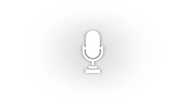 White microphone icon with shadow isolated on white background. holding a conference. 4K video animation for motion graphics.