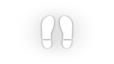 White footprints icon with shadow isolated on white background. traces of human shoes. 4K video animation for motion graphics.