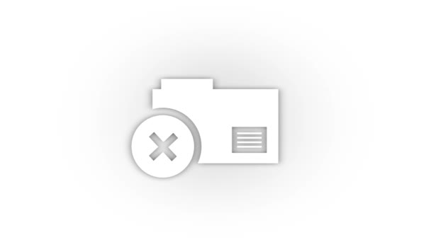 White Folder Delete Icon Shadow Isolated White Background Personal Computer — Vídeos de Stock