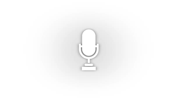 White Microphone Icon Shadow Isolated White Background Holding Conference Video — Stok Video