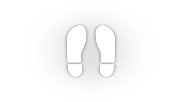 White Footprints Icon Shadow Isolated White Background Traces Human Shoes — Stok video