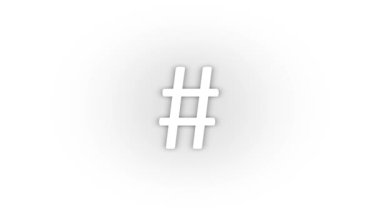 Beyaz arka planda izole edilmiş beyaz etiket simgesi. Sosyal ağ. Anahtar kelimeler. Hareket grafikleri için 4K video animasyonu.