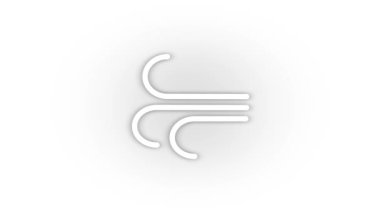 Beyaz arka planda izole edilmiş beyaz rüzgar ikonu. Hava tahmini. Hareket grafikleri için 4K video animasyonu.