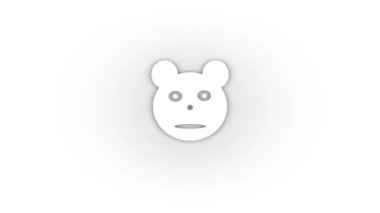 Beyaz arka planda gölgesi olan beyaz panda ikonu. Hayvanat bahçesindeki ayı. Hareket grafikleri için 4K video animasyonu.
