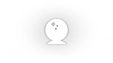 Beyaz arka planda gölgesi olan beyaz sihirli top ikonu. Karnaval büyüsü. Hareket grafikleri için 4K video animasyonu.