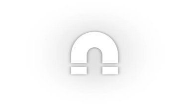 White magnet icon with shadow isolated on white background. physical experiments. 4K video animation for motion graphics.