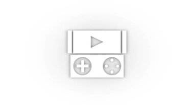 Beyaz Oyun konsolu simgesi beyaz arkaplanda izole edilmiş. Video oyunları. Hareket grafikleri için 4K video animasyonu.