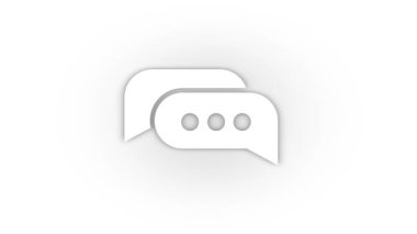 Beyaz yazışmalar ve sosyal ağlar simgesi beyaz arkaplanda izole edilmiş gölgeler. İnternet teknolojisi. Hareket grafikleri için 4K video animasyonu.