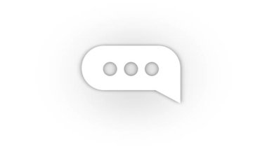 Beyaz arka planda gölgesi olan internet ikonundaki beyaz yazışmalar. İnternet teknolojisi. Hareket grafikleri için 4K video animasyonu.