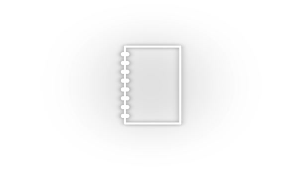 Wit Notebook Icoon Met Schaduw Geïsoleerd Witte Achtergrond Schrijf Het — Stockvideo