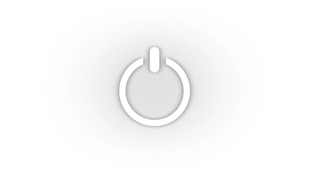 Біла Кнопка Вимкнення Живлення Тіні Ізольовано Білому Тлі Електроприлади Анімація — стокове відео
