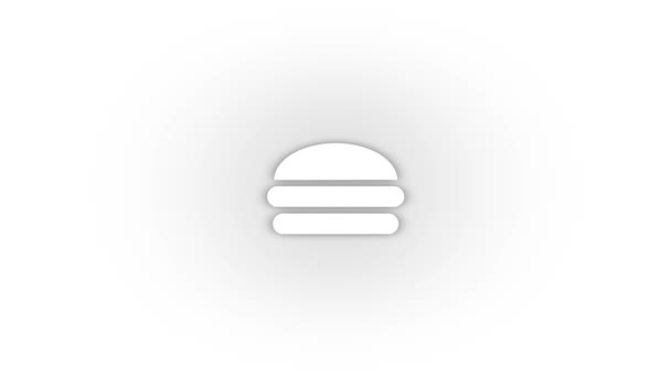 Ícone Hambúrguer Branco Com Sombra Isolada Fundo Branco Fast Food — Vídeo de Stock