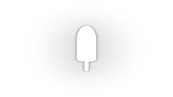 Icona Gelato Bianco Con Ombra Isolata Sfondo Bianco Caramelle Bastone — Video Stock