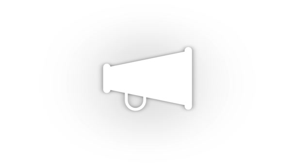 Witte Luidsprekerpictogram Met Schaduw Geïsoleerd Witte Achtergrond Het Informeren Van — Stockvideo
