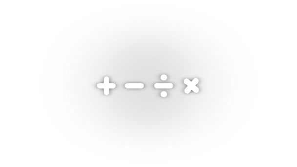 Biała Ikona Znaków Matematycznych Cieniem Odizolowanym Białym Tle Uczę Się — Wideo stockowe