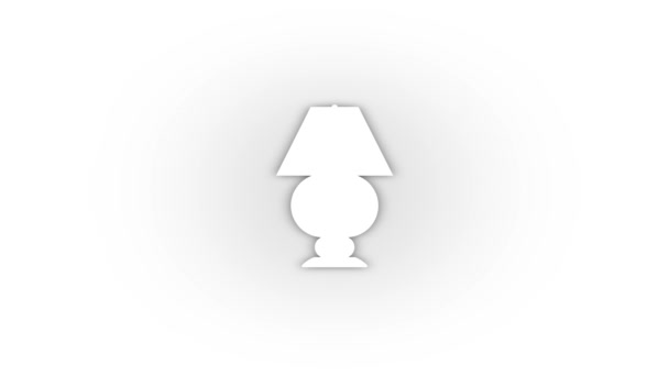 Witte Lamp Pictogram Met Schaduw Geïsoleerd Witte Achtergrond Kamerverlichting Video — Stockvideo