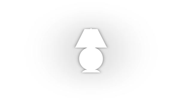 Biała Ikona Lampy Cieniem Izolowanym Białym Tle Oświetlenie Pokoju Animacja — Wideo stockowe