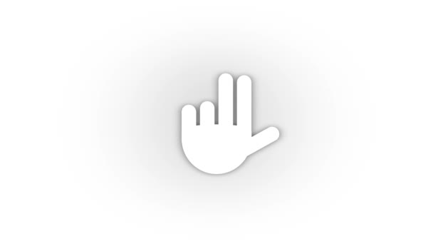 白の背景に隔離された影と白い手のジェスチャーアイコン 指が2本 モーショングラフィックス用4Kビデオアニメーション — ストック動画